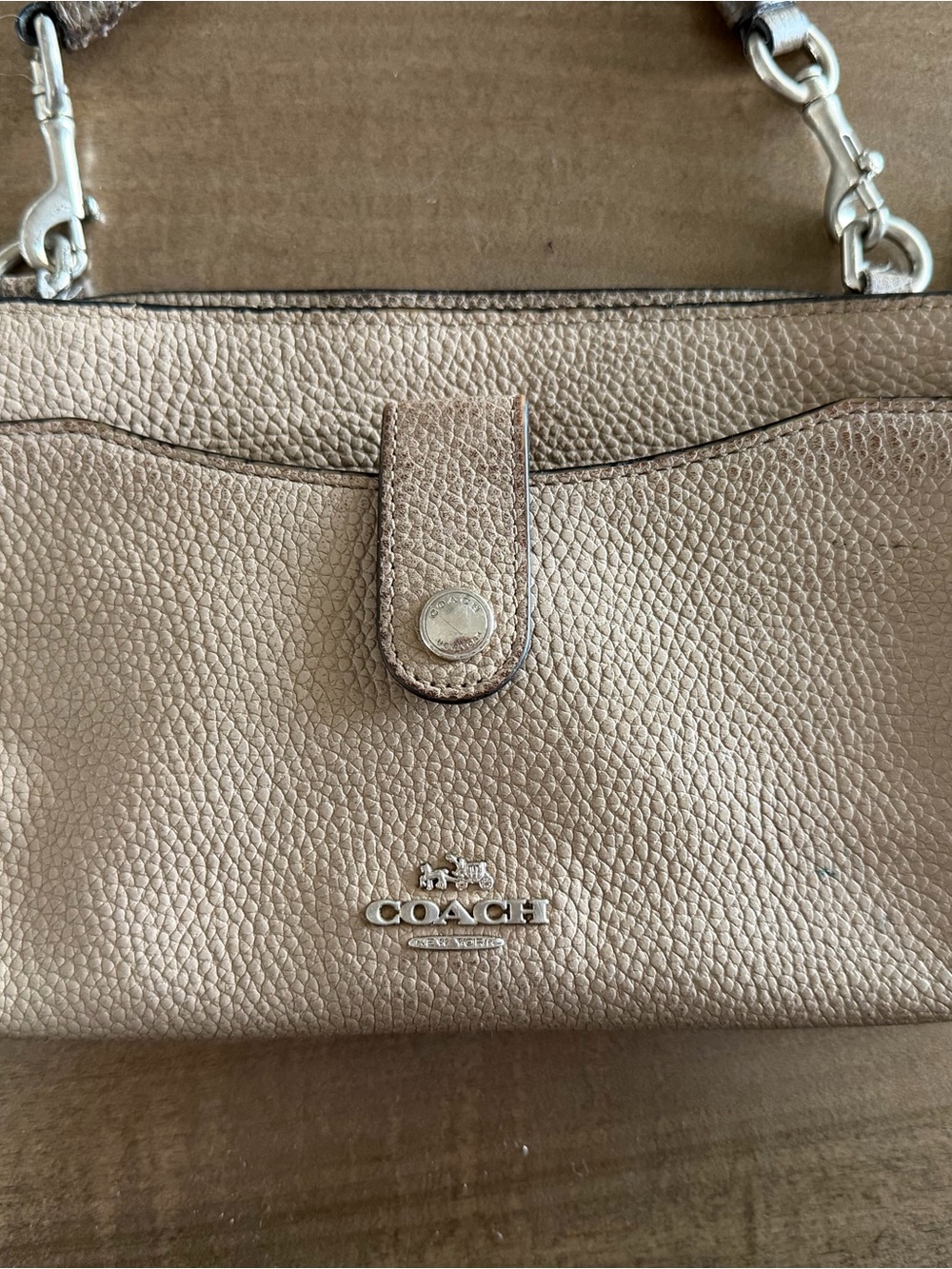 Coach Metallic Rose Gold Pebbled Leather Shoulder Bag - Rose Gold